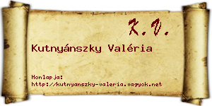 Kutnyánszky Valéria névjegykártya