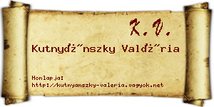 Kutnyánszky Valéria névjegykártya
